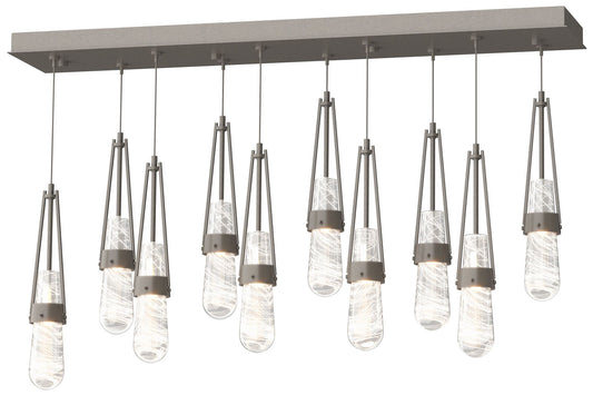 Link 10-Light Blown Rectangular Pendant - Dark Smoke - Clear - White