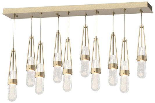 Link 10-Light Blown Rectangular Pendant - Gold - Clear Bubble