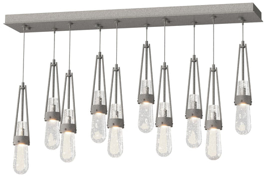 Link 10-Light Blown Rectangular Pendant - Iron - Clear Bubble