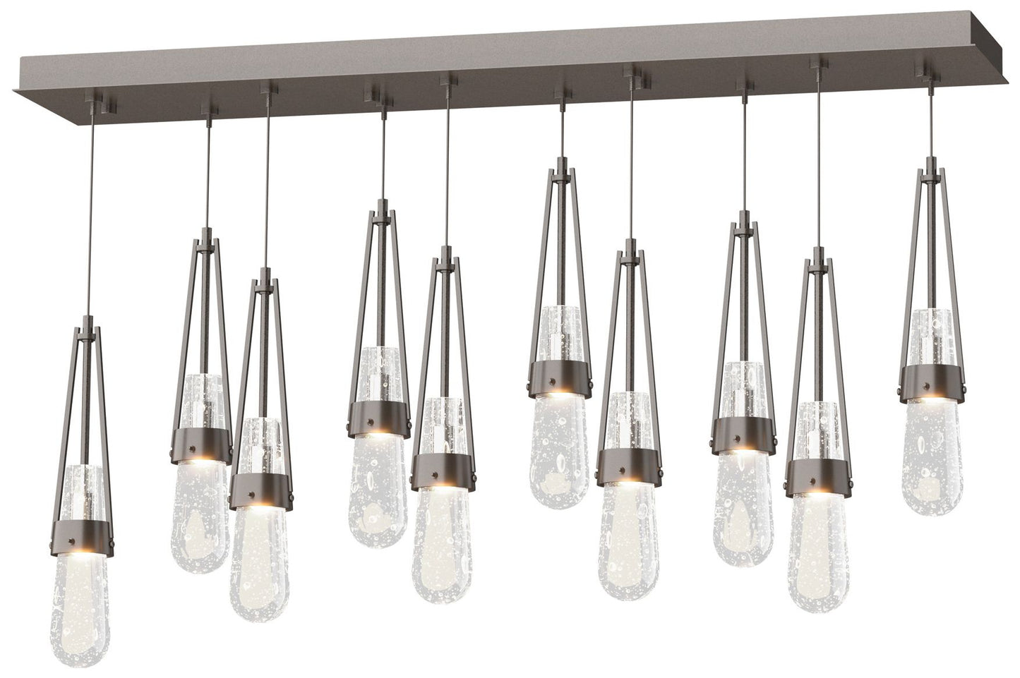 Link 10-Light Blown Rectangular Pendant - Oil Rubbed Bronze - Clear Bubble