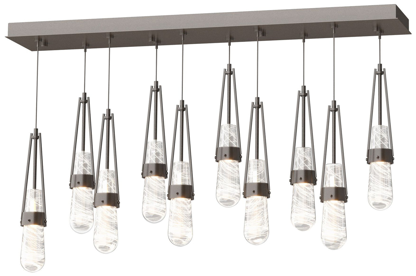 Link 10-Light Blown Rectangular Pendant - Oil Rubbed Bronze - Clear - White