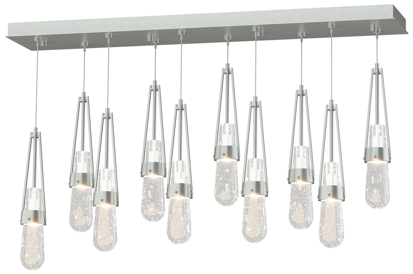 Link 10-Light Blown Rectangular Pendant - Platinum - Clear Bubble