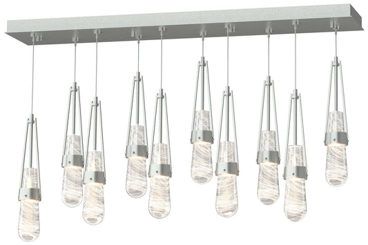 Link 10-Light Blown Rectangular Pendant - Platinum - Clear - White