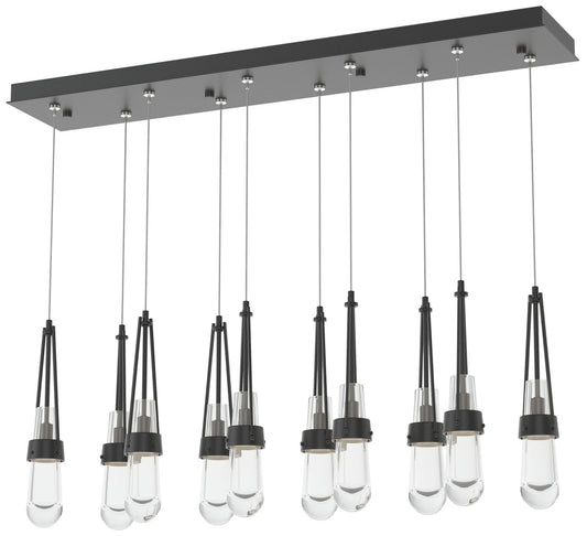 Link 10-Light Clear Rectangular Pendant - Black - Clear