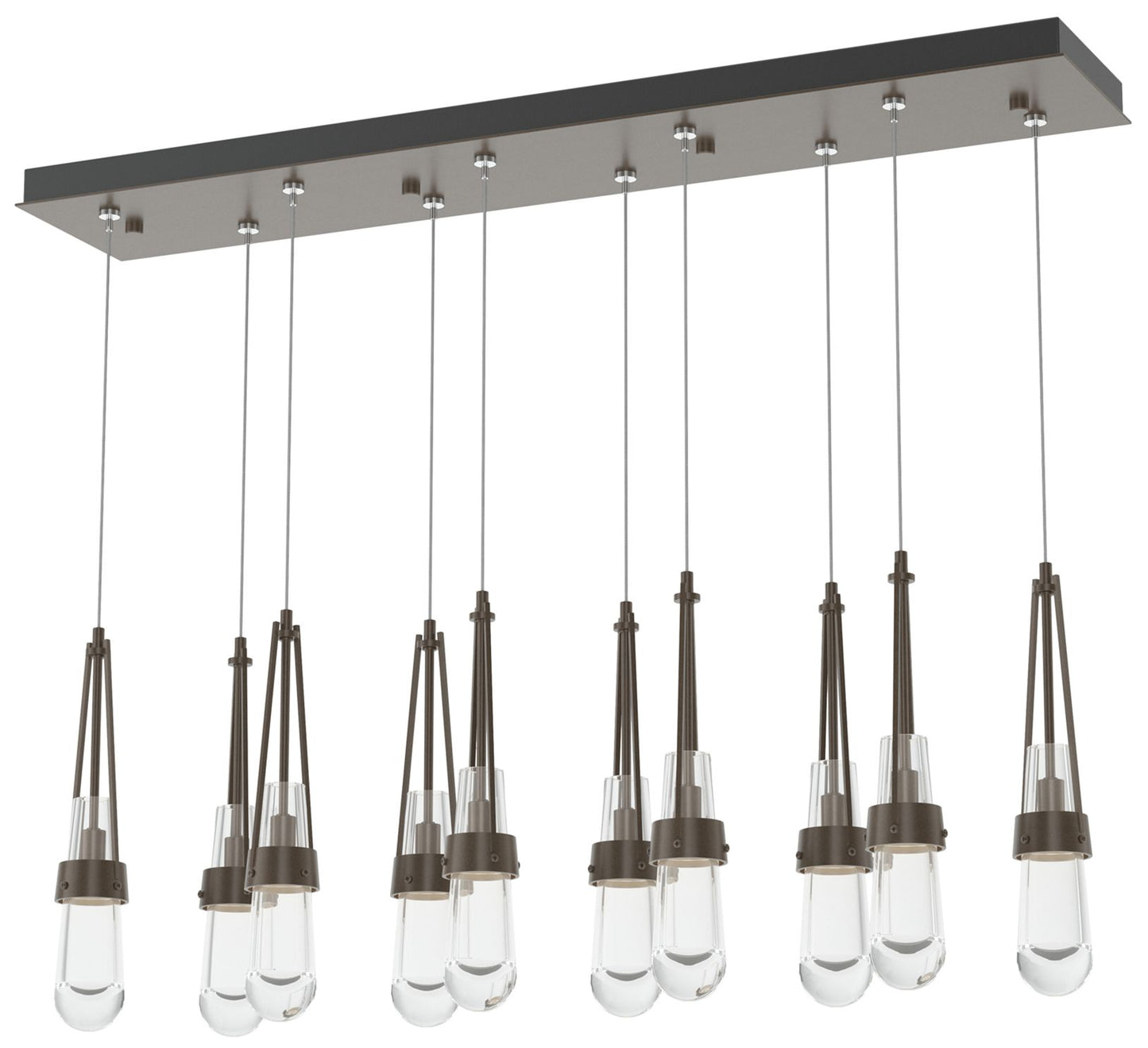 Link 10-Light Clear Rectangular Pendant - Bronze - Clear