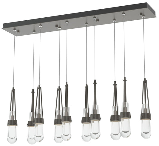 Link 10-Light Clear Rectangular Pendant - Dark Smoke - Clear