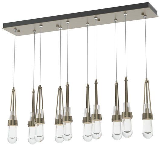 Link 10-Light Clear Rectangular Pendant - Gold - Clear