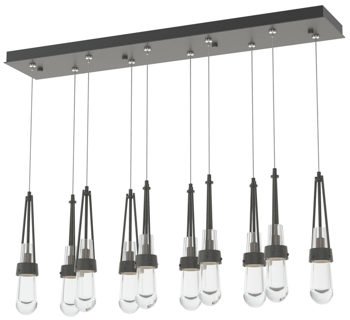 Link 10-Light Clear Rectangular Pendant - Iron - Clear