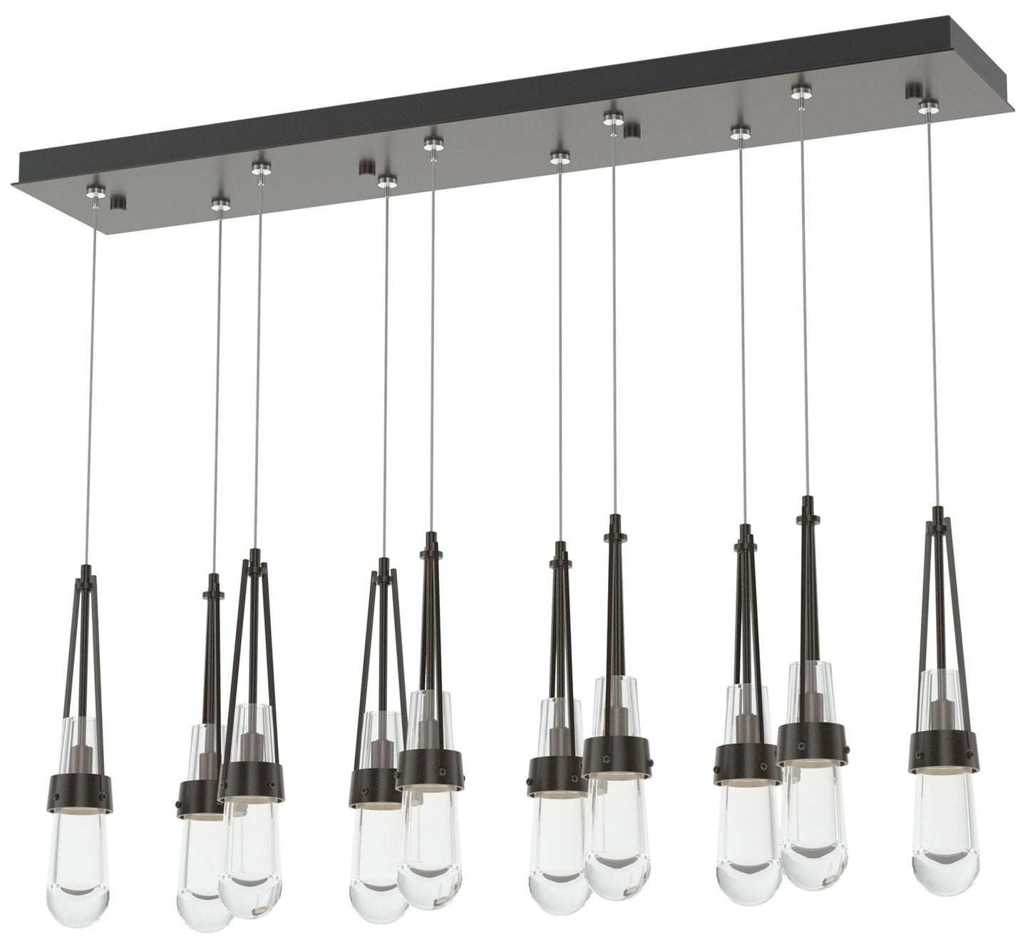 Link 10-Light Clear Rectangular Pendant - Oil Rubbed Bronze - Clear