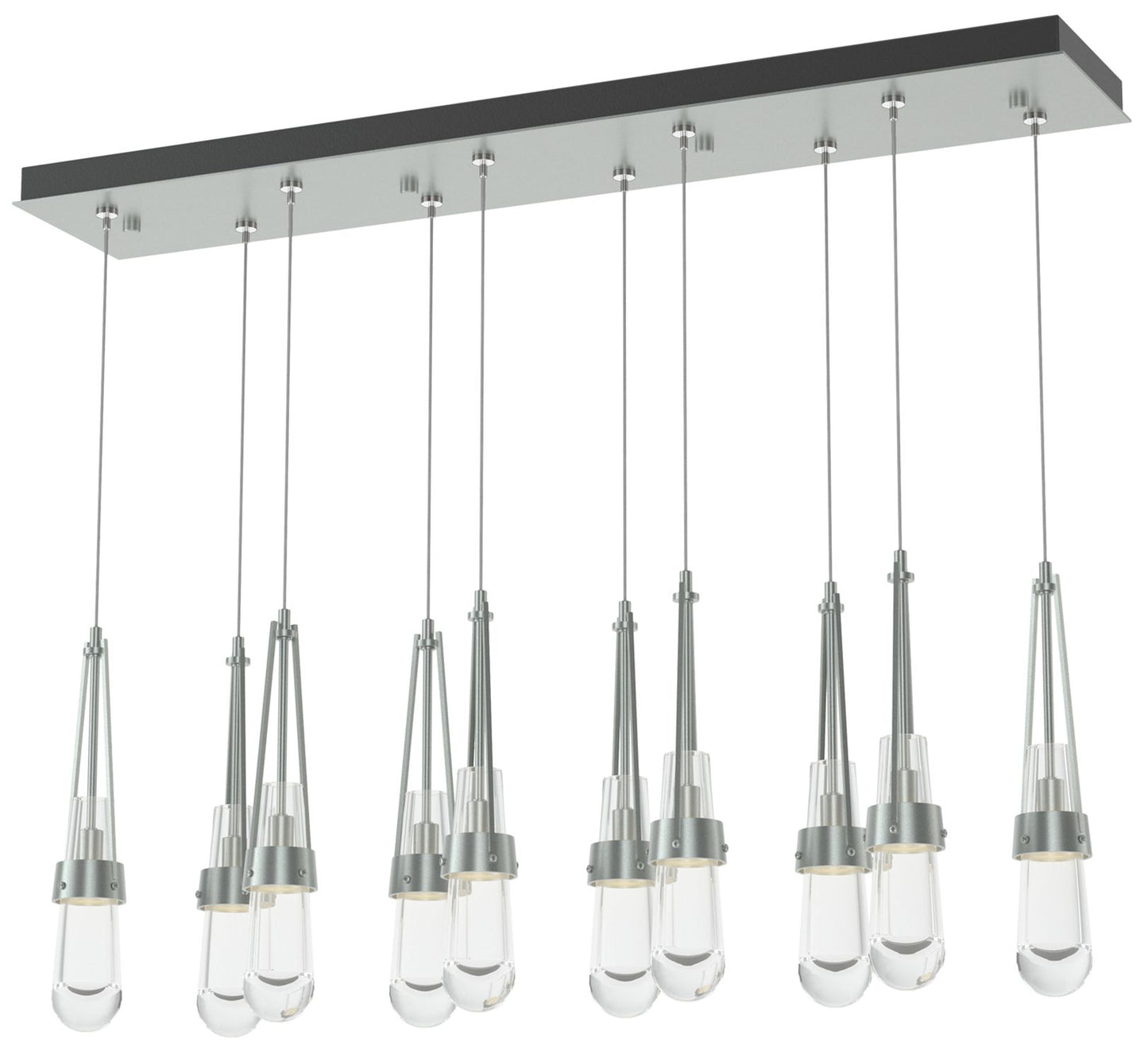 Link 10-Light Clear Rectangular Pendant - Platinum - Clear