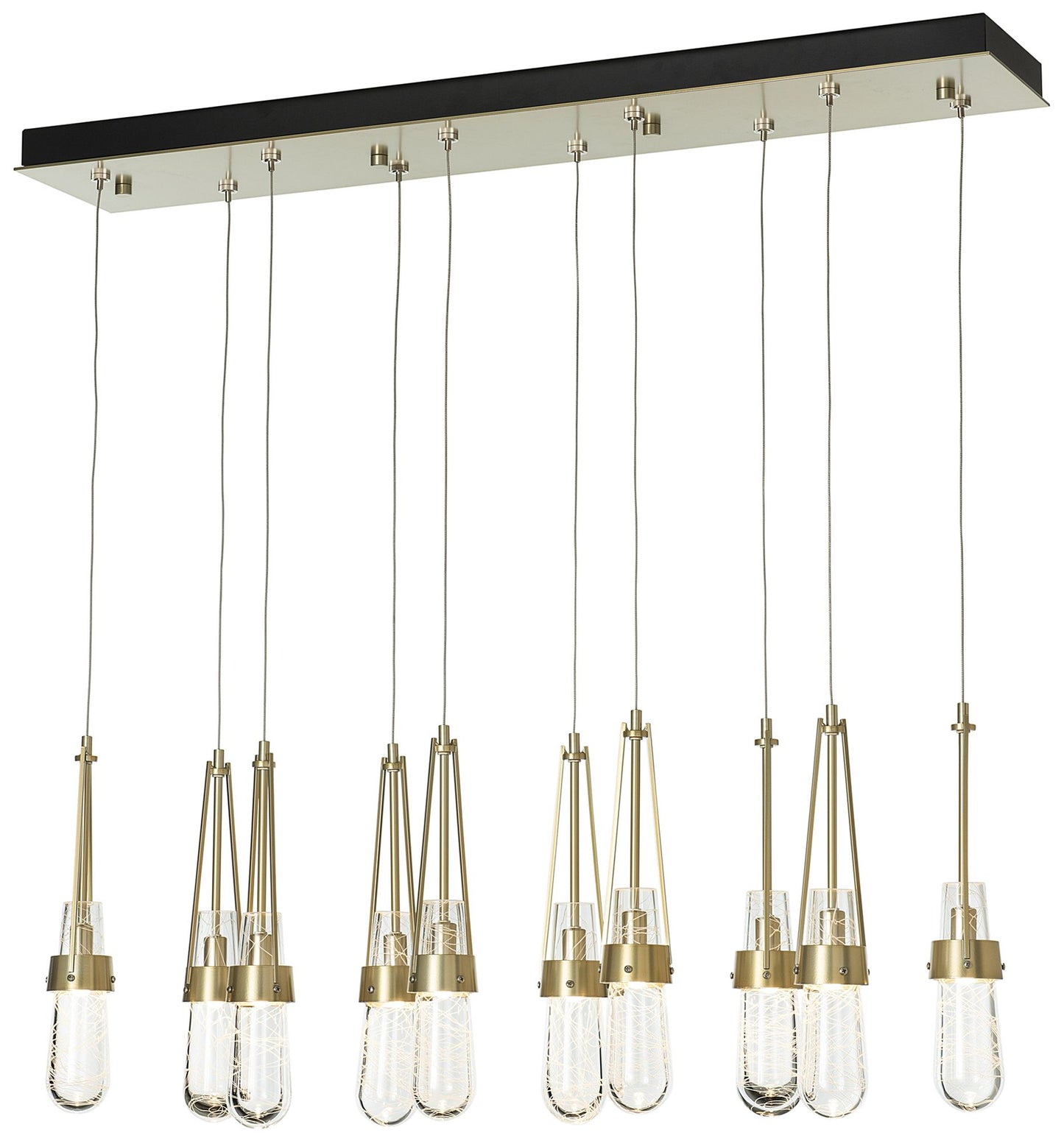 Link 10-Light Glass Rectangular Pendant - Brass - Standard Height