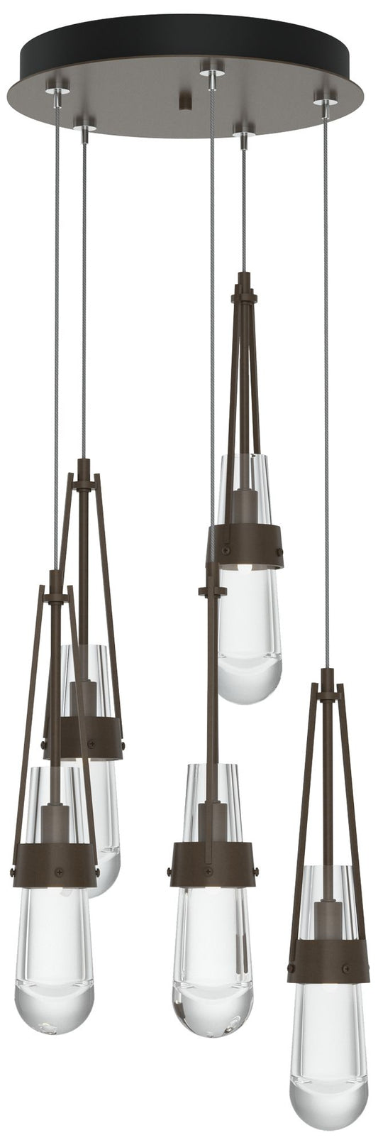 Link 13" Wide 5-Light Bronze Standard Pendant With Clear Glass Shade