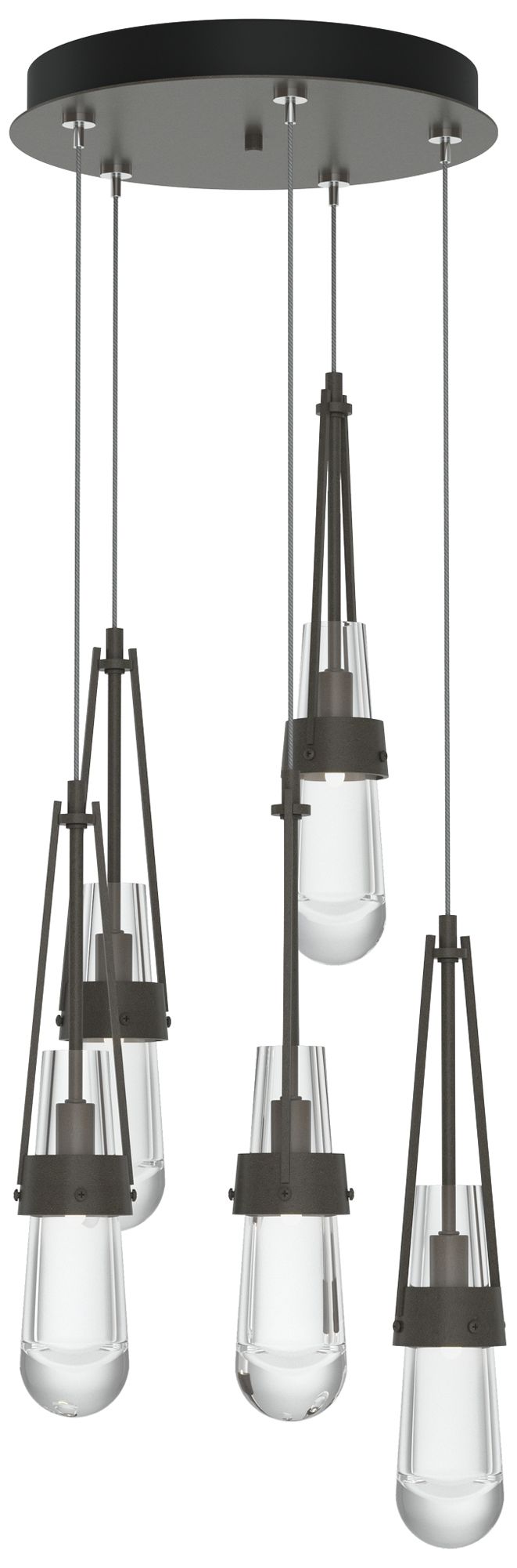 Link 13" Wide 5-Light Dark Smoke Standard Pendant With Clear Glass Sha