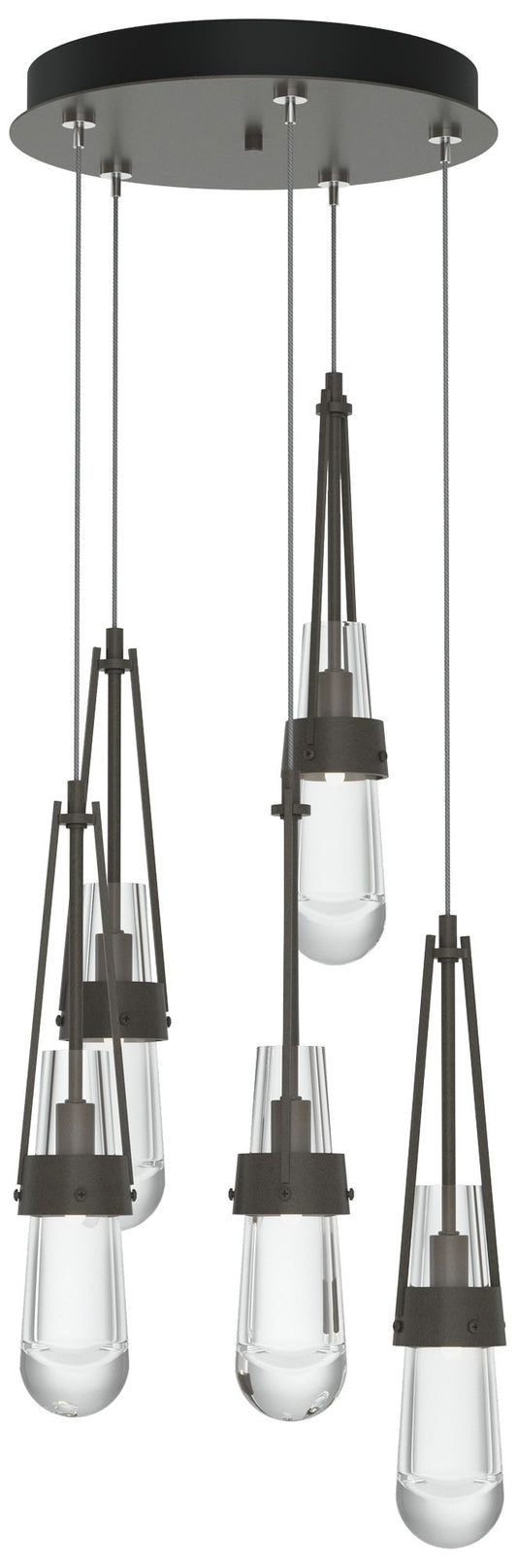 Link 13" Wide 5-Light Dark Smoke Standard Pendant With Clear Glass Sha