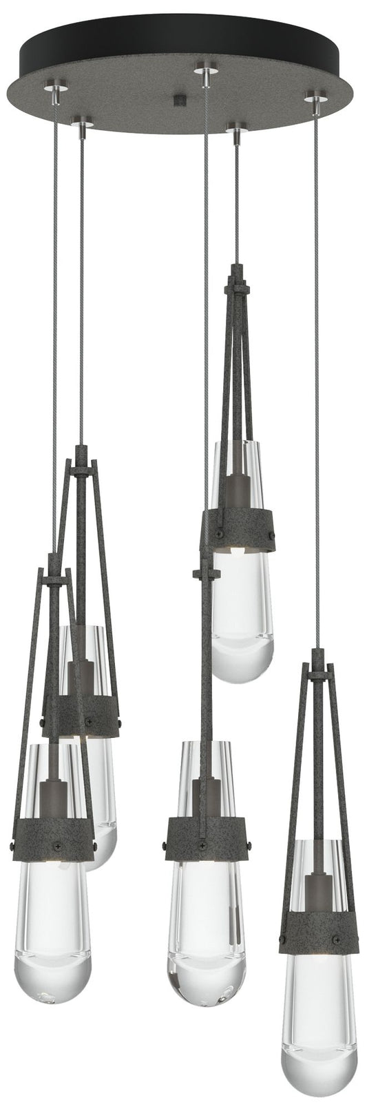 Link 13" Wide 5-Light Natural Iron Standard Pendant With Clear Glass S