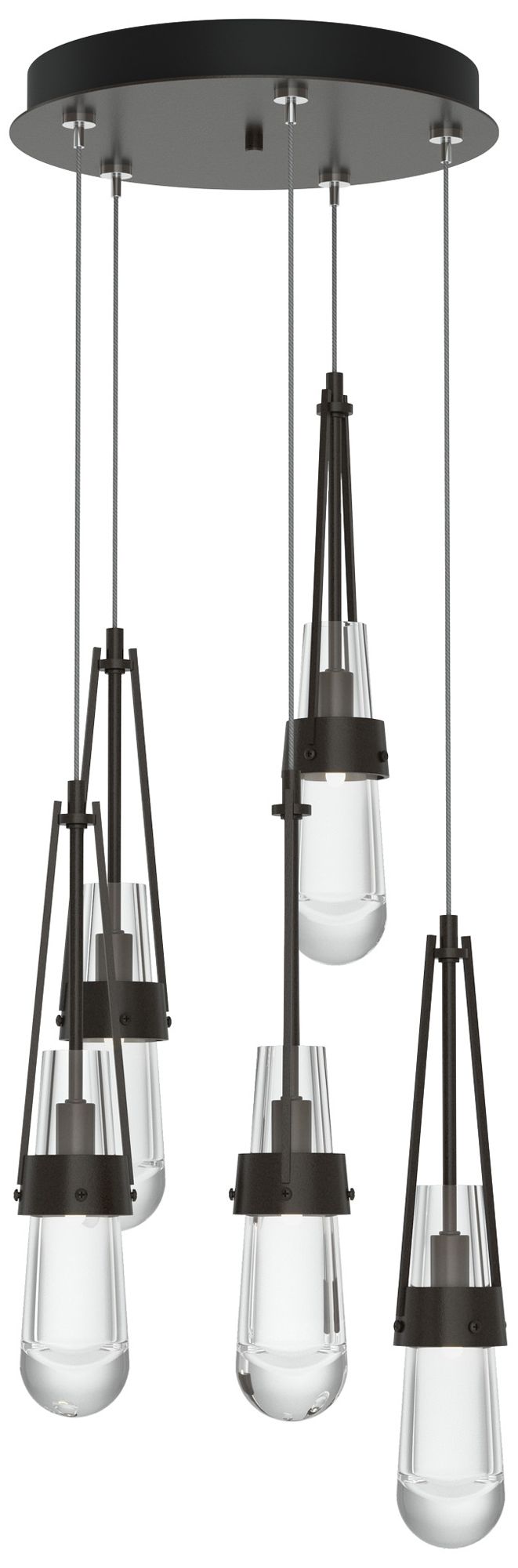 Link 13" Wide 5-Light Oil Rubbed Bronze Long Pendant With Clear Glass