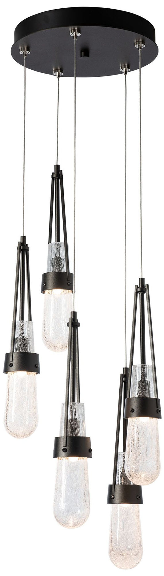 Link 13" Wide 5-Light Oil Rubbed Bronze Pendant With Bubble Glass