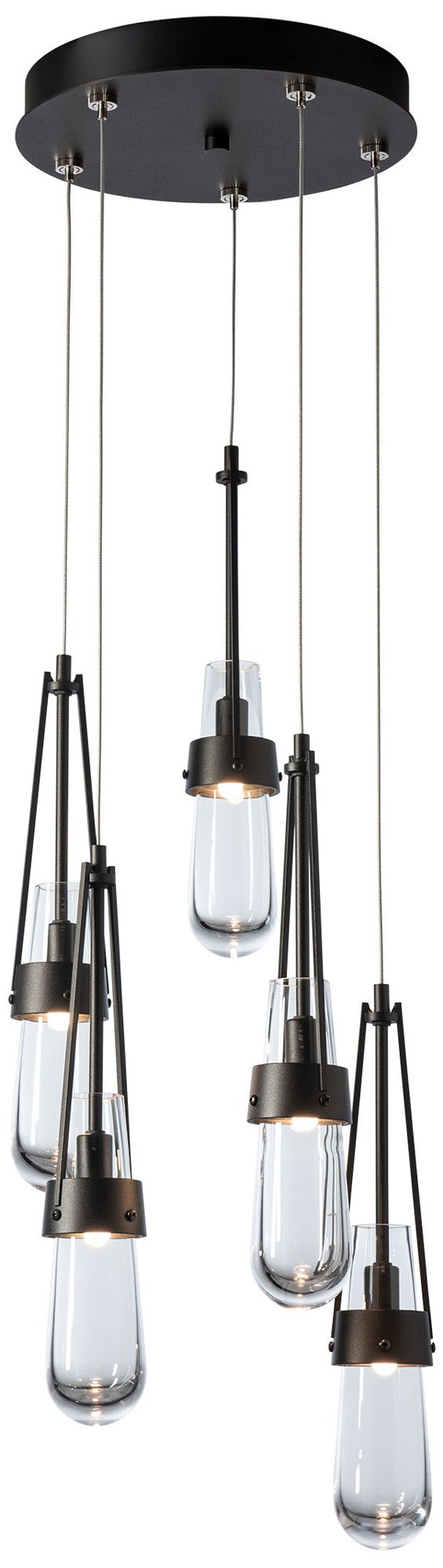 Link 13" Wide 5-Light Oil Rubbed Bronze Pendant With Clear Glass