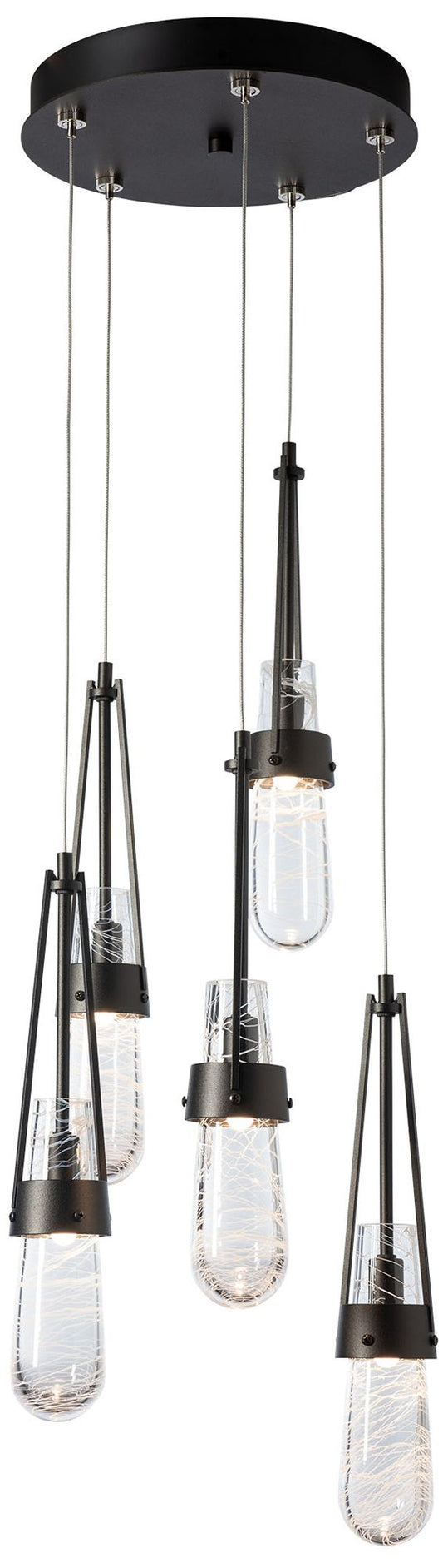 Link 13" Wide 5-Light Oil Rubbed Bronze Pendant With White and Clear G