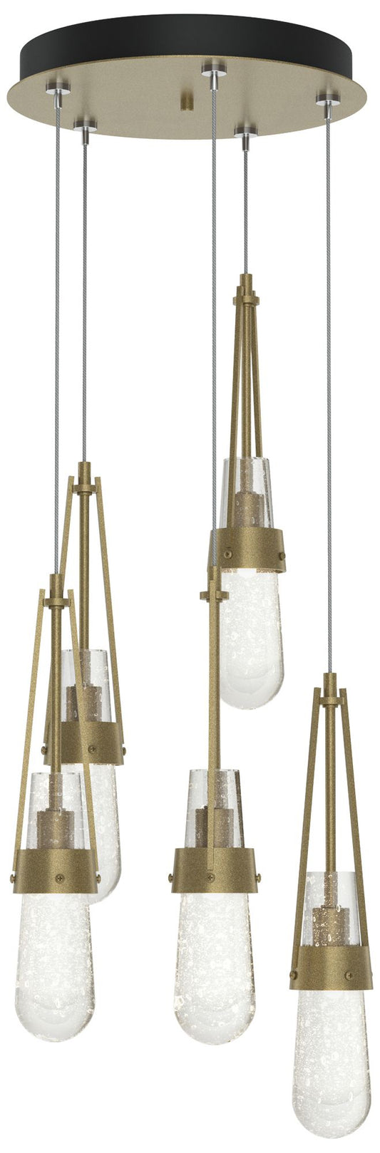 Link 13" Wide 5-Light Soft Gold Standard Pendant With Bubble Glass Sha