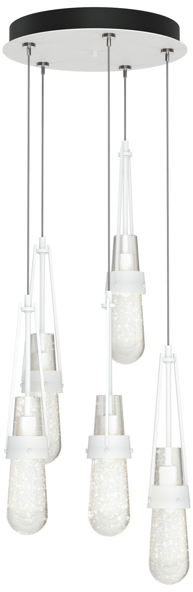 Link 13" Wide 5-Light White Long Pendant With Clear Bubble Glass Shade