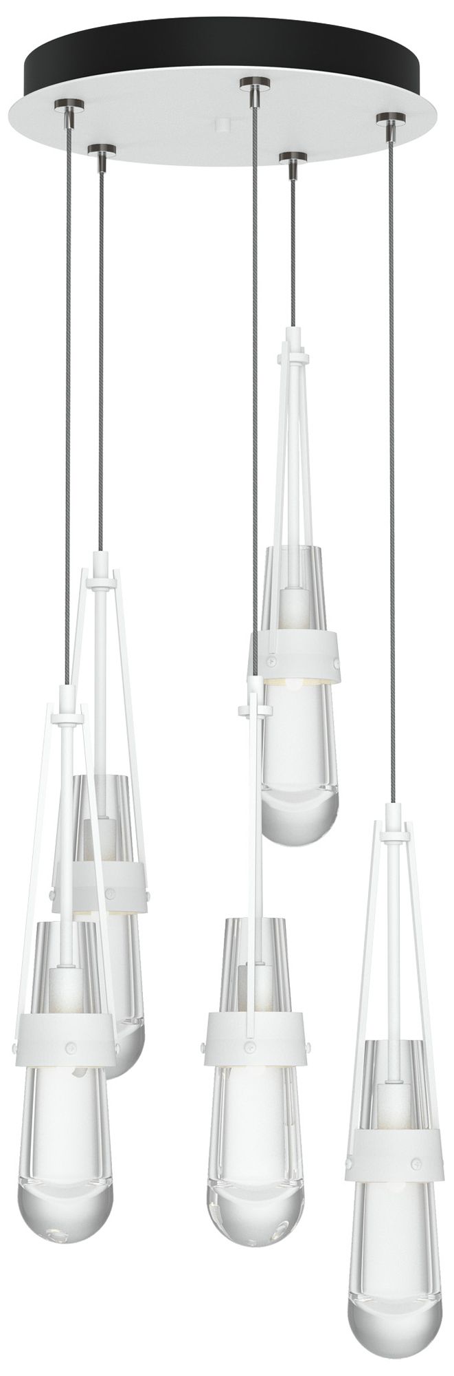 Link 13" Wide 5-Light White Long Pendant With Clear Glass Shade