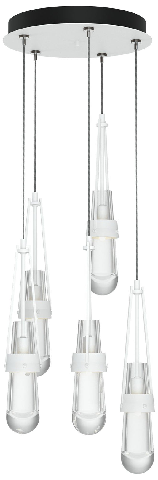 Link 13" Wide 5-Light White Standard Pendant With Clear Glass Shade