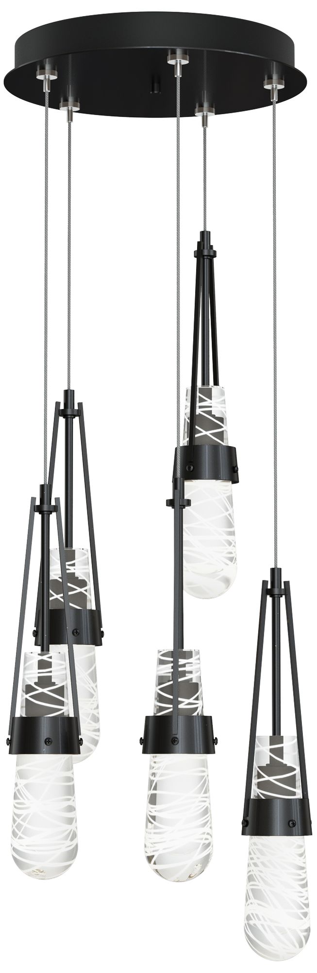 Link 13"W 5-Light Ink Standard Pendant w/ Clear White Threaded Shade