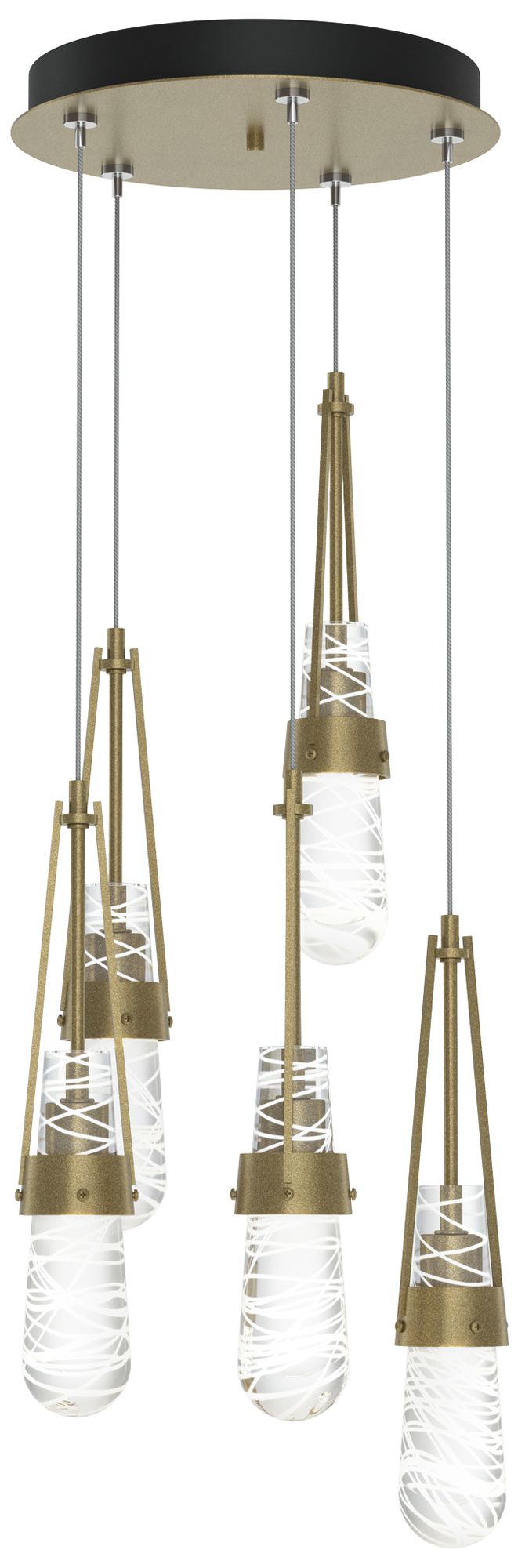 Link 13"W 5-Light Soft Gold Standard Pendant w/ Clear White Threaded S