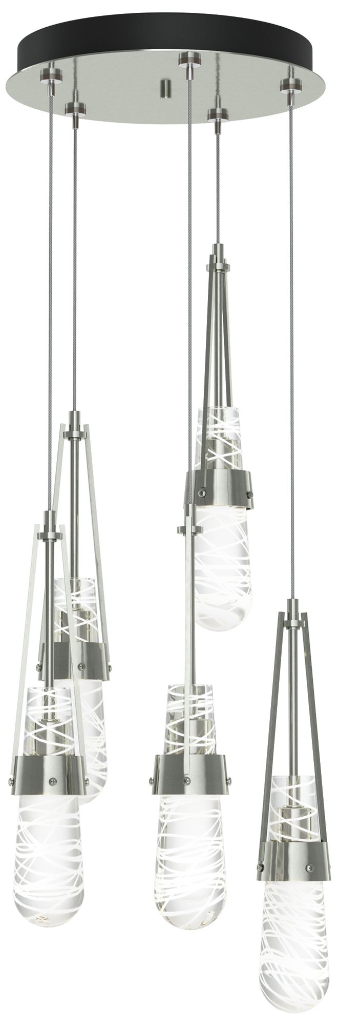 Link 13"W 5-Light Sterling Standard Pendant w/ Clear White Threaded Sh