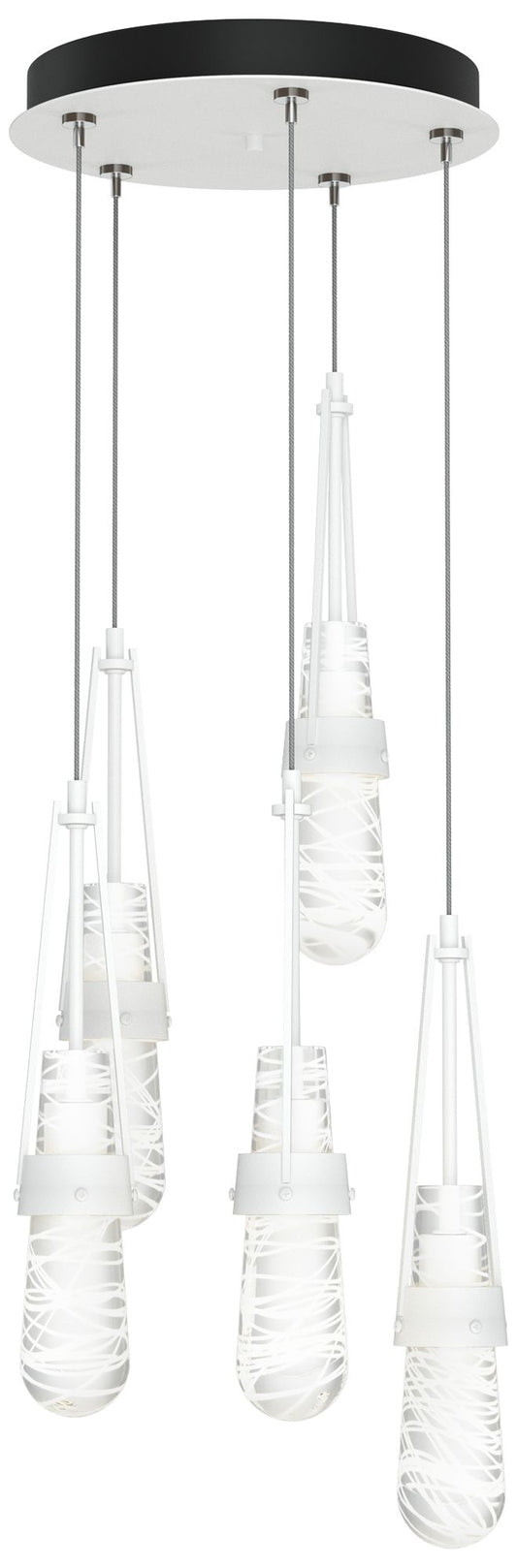 Link 13"W 5-Light White Standard Pendant w/ Clear White Threaded Shade