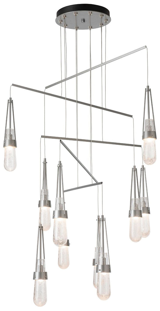 Link 35"W 10-Light Sterling Mobile Pendant With Bubble Glass Shade