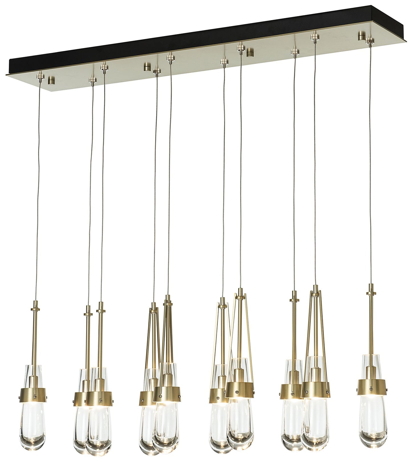 Link 44.5" Rectangular Modern Brass Long Pendant with Clear Glass