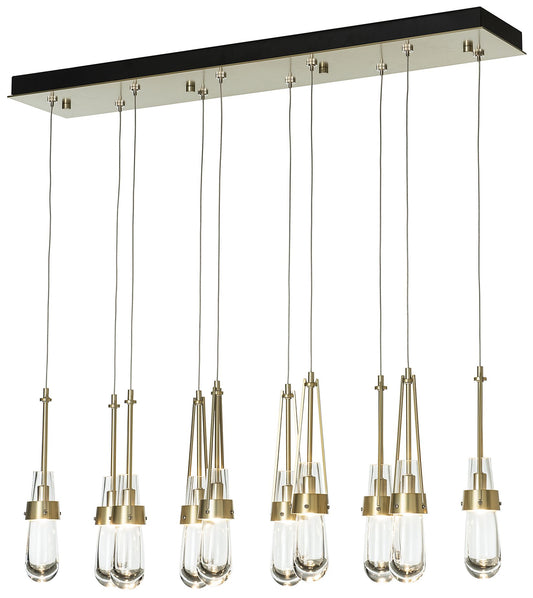 Link 44.5" Rectangular Modern Brass Long Pendant with Clear Glass