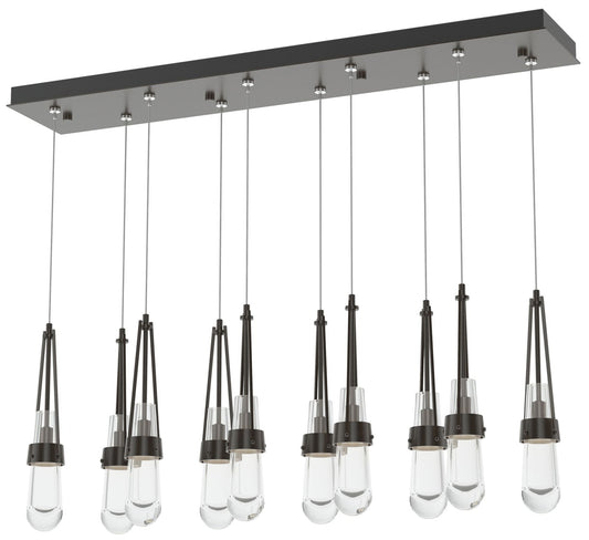 Link 44.5" Rectangular Oil Rubbed Bronze Long Pendant with Clear Glass