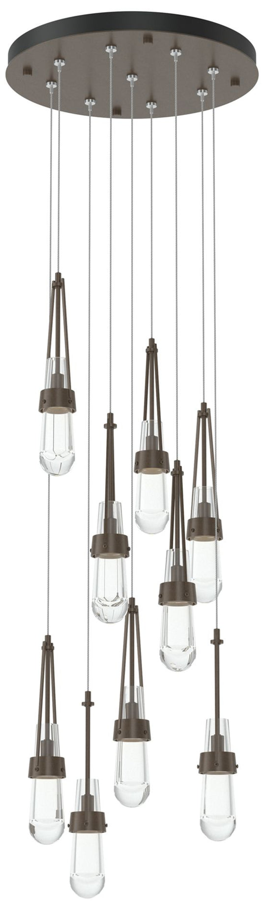 Link 9-Light Clear Round Pendant - Bronze - Clear