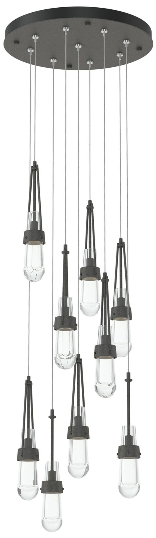 Link 9-Light Clear Round Pendant - Iron - Clear