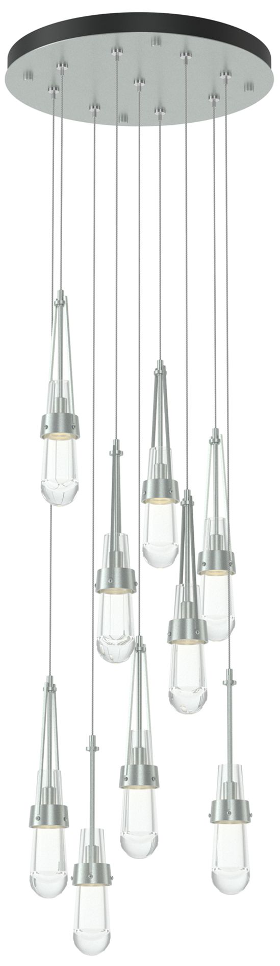 Link 9-Light Clear Round Pendant - Platinum - Clear