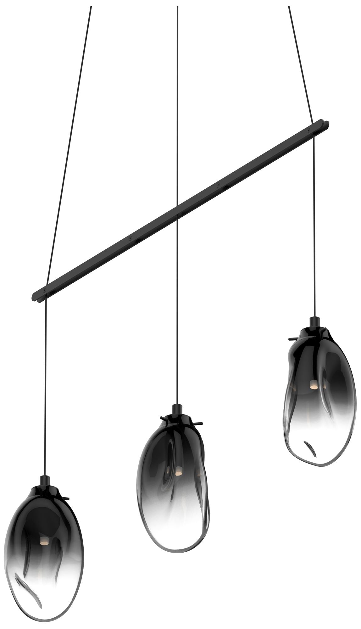 Liquid 36.5" Wide 3.Light Satin Black Linear Spreader LED Pendant