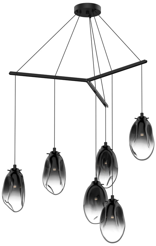 Liquid 39.25" Wide 6-Light Satin Black Pendant