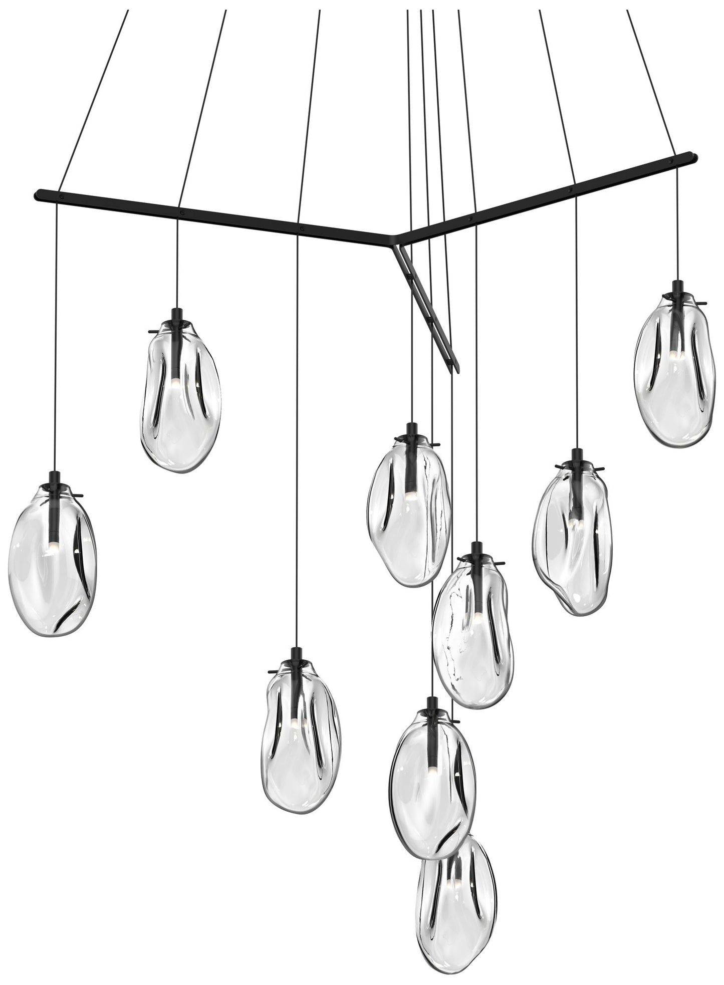 Liquid 51" Wide 9-Light Satin Black Pendant