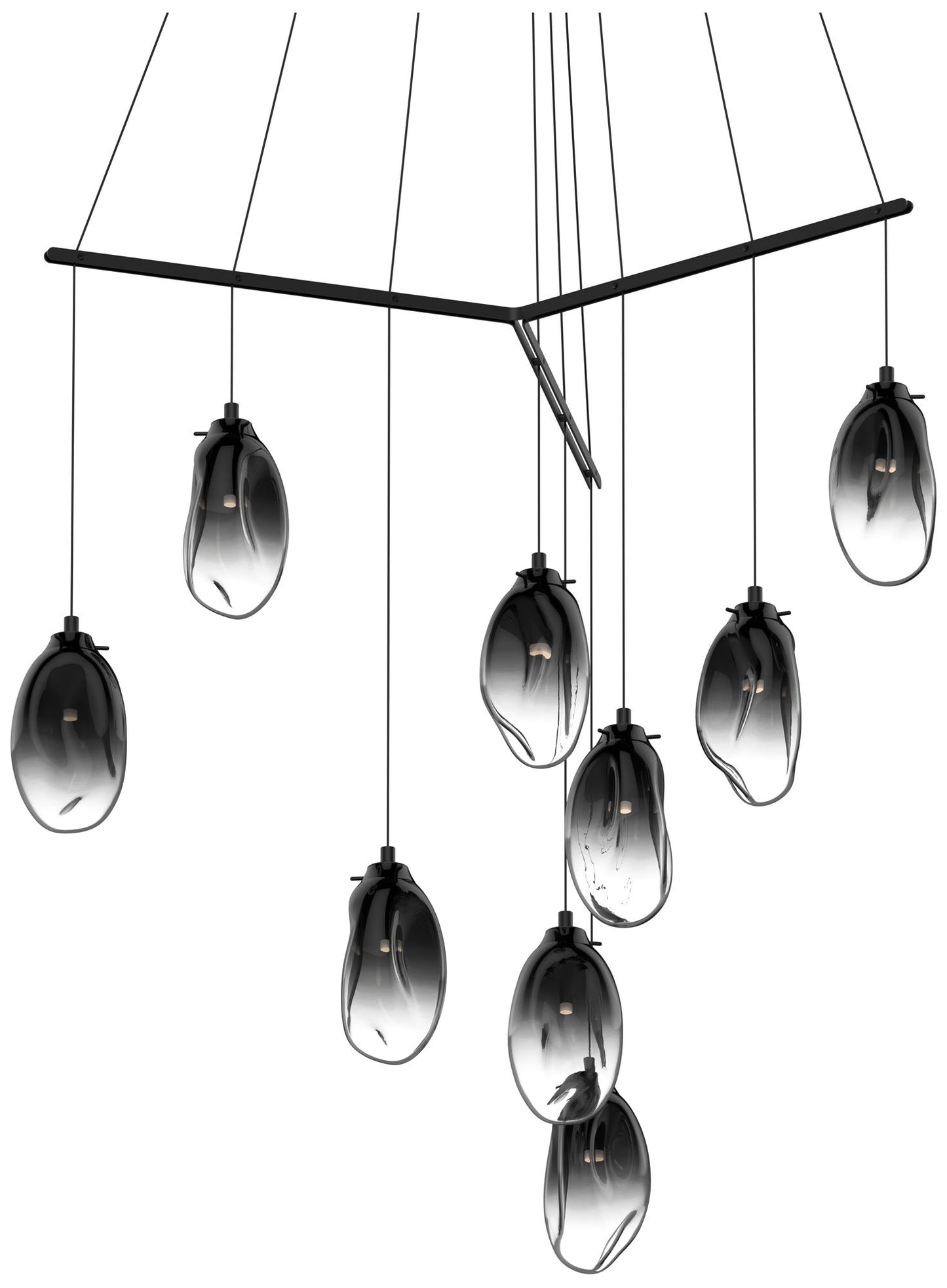 Liquid 51" Wide 9-Light Satin Black Pendant