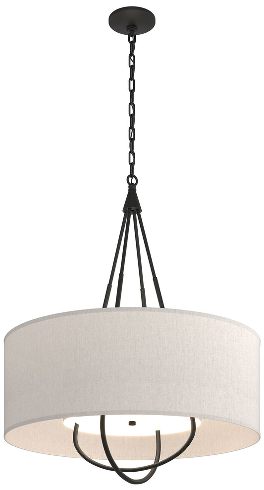 Loop Pendant - Black Finish - Black Accents - Flax Shade