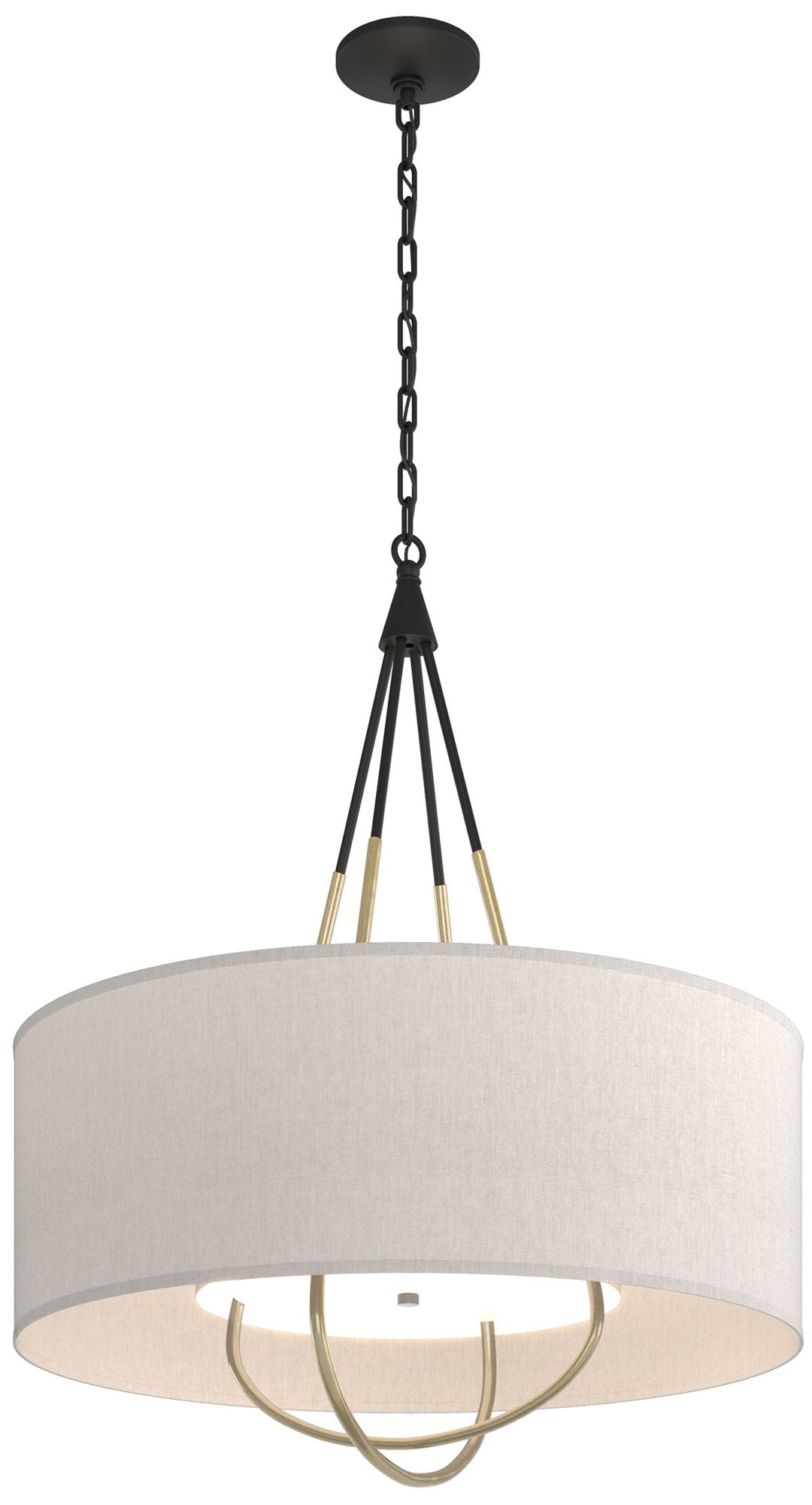 Loop Pendant - Black - Modern Brass - Flax Shade