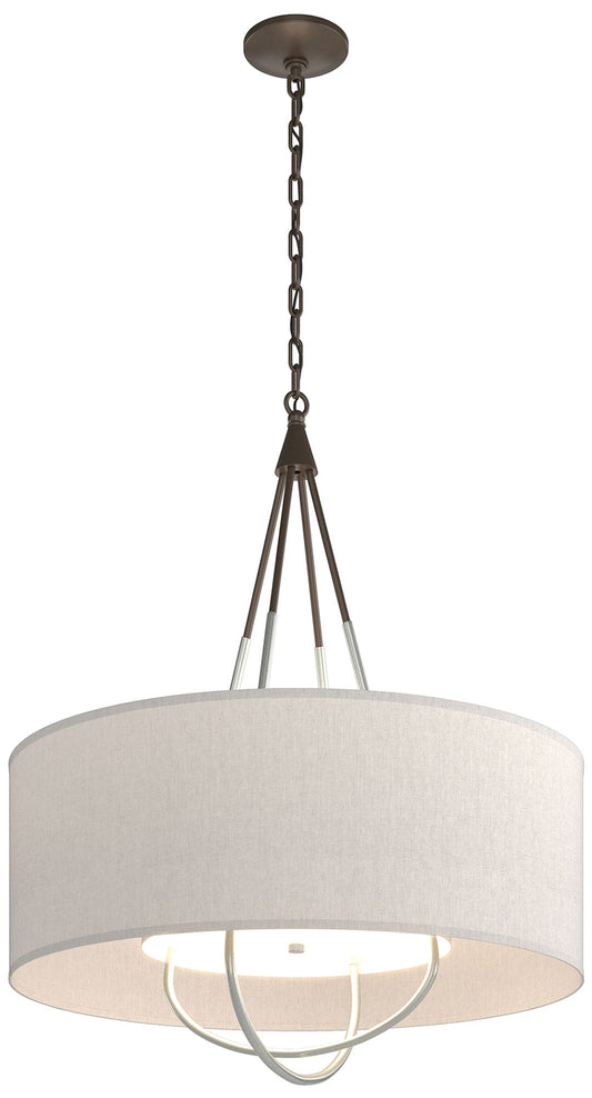 Loop Pendant - Bronze Finish - Vintage Platinum Accents - Flax Shade