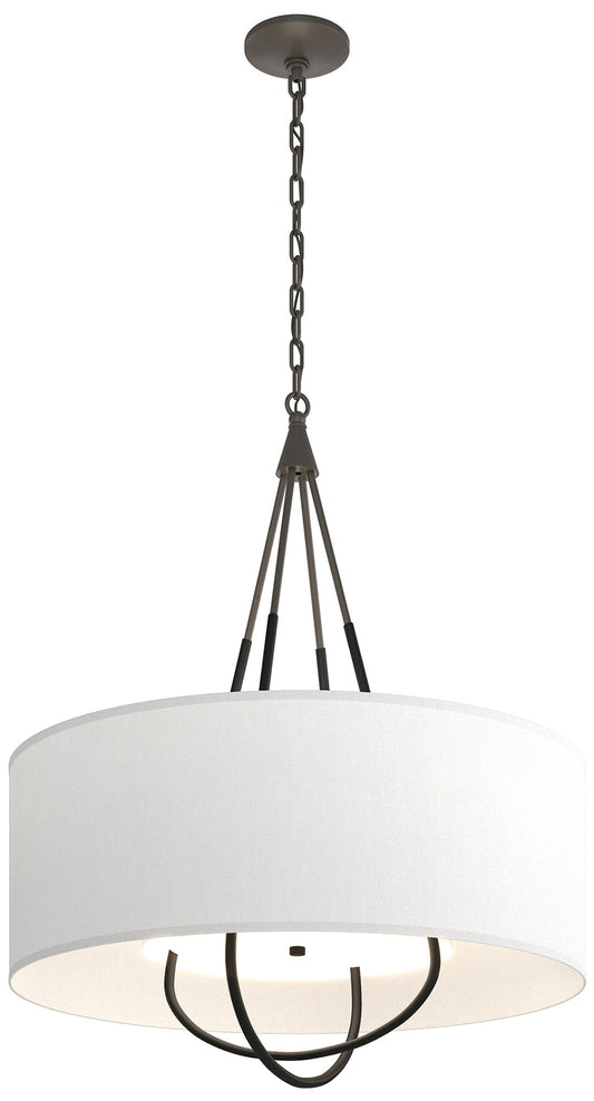 Loop Pendant - Dark Smoke Finish - Black Accents - Natural Anna Shade