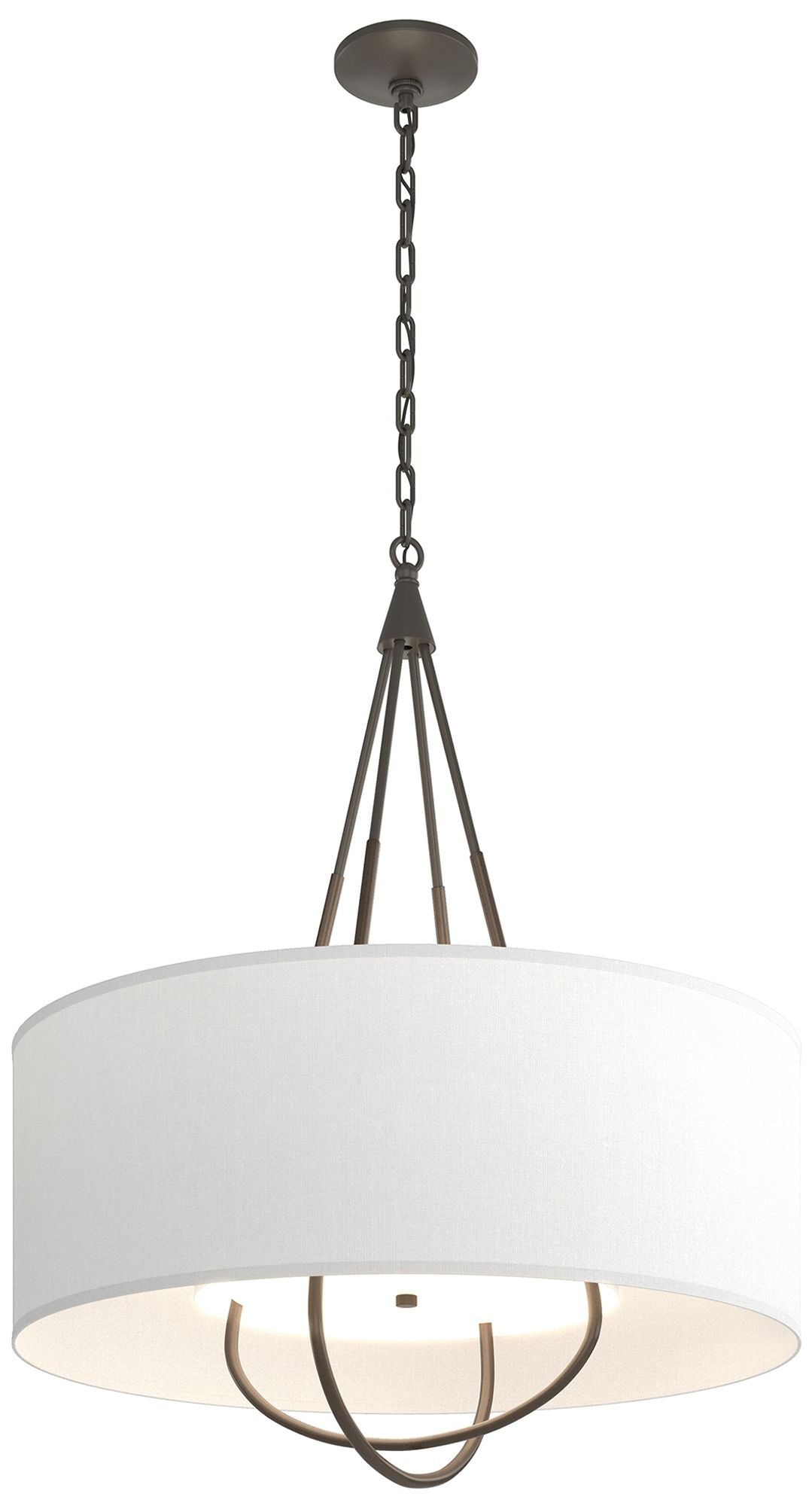 Loop Pendant - Dark Smoke Finish - Bronze Accents - Natural Anna Shade