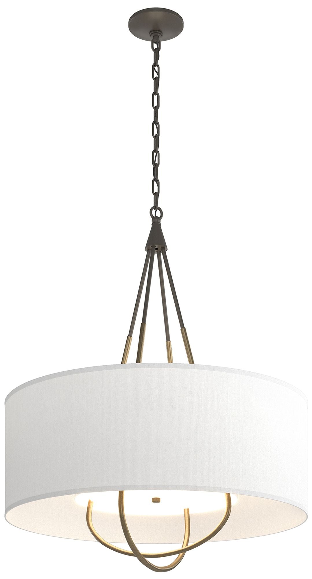 Loop Pendant - Dark Smoke Finish - Soft Gold Accents - Natural Anna Shade