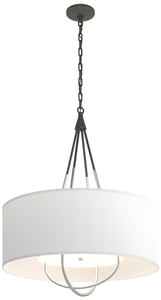 Loop Pendant - Iron Finish - Vintage Platinum Accents - Natural Anna Shade