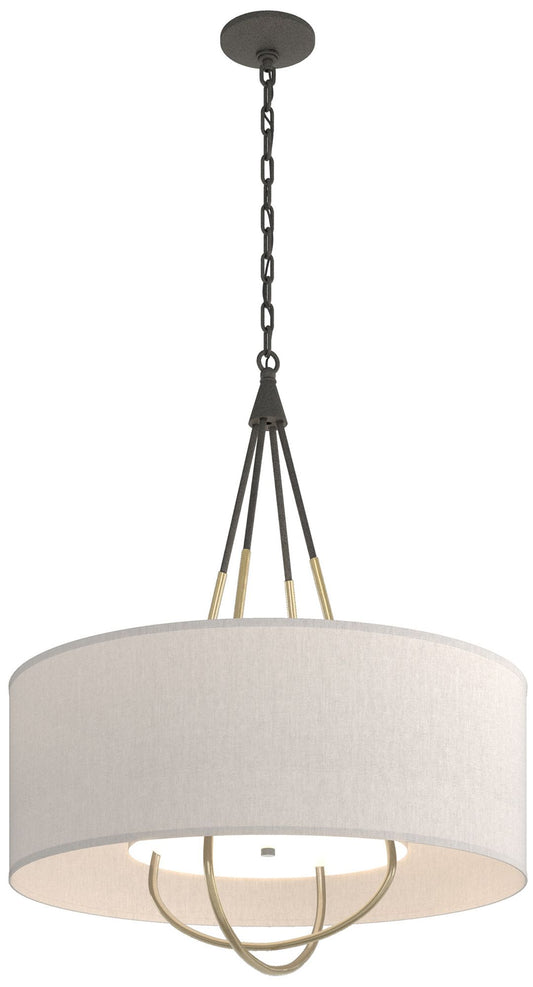 Loop Pendant - Iron - Modern Brass - Flax Shade